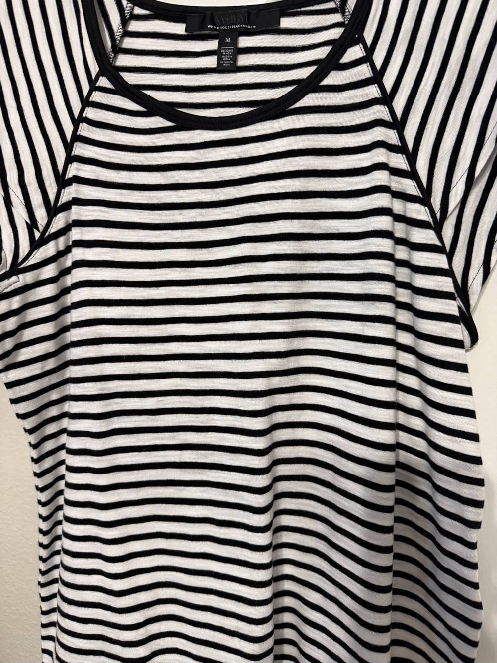 Striped Knit Short Sleeve Top - Black & White. white house black market medium